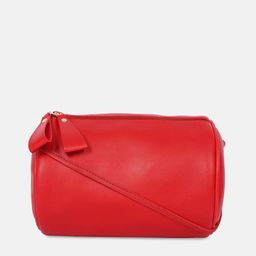 Bagsy Malone Red PU Structured Sling Bag with Bow Detail-image-13