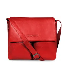 CALFNERO Red Leather Structured Sling Bag-23