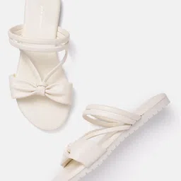 Mast & Harbour Women Strappy Open Toe Flats with Bow Detail image 3