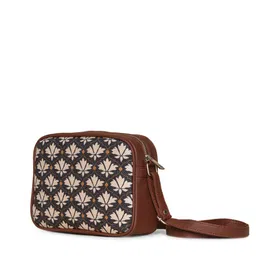 ZOUK Black Floral Printed Structured Sling Bag image 3