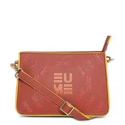 EUME Red Pack Of 3 Geometric Printed Structured Handheld Bag image 3