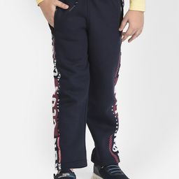 Crimsoune Club Boys Navy Blue Typography Print On Side Track Pant-image-10