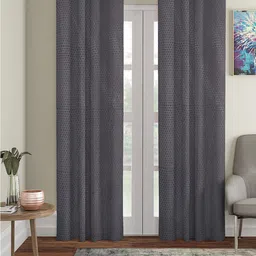 Aura Grey 2 Pieces Embossed Door Curtain-56