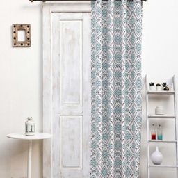 Ariana Blue & White Ethnic Motifs Black Out Long Door Curtain-image-61