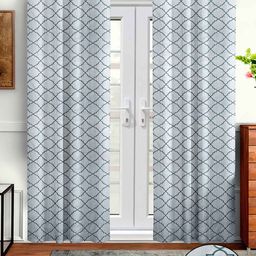 Aura White & Grey 2 Pieces Embroidered Door Curtain-image-53