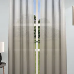 GM Set of 2 Grey Colourblocked Sheer Door Curtain-image-6