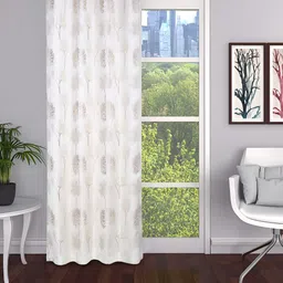 THE CONVERSION Beige & Grey Floral Printed Room Darkening Door Curtain-image-73