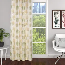 THE CONVERSION Green & Beige Floral Printed Room Darkening Door Curtain-18
