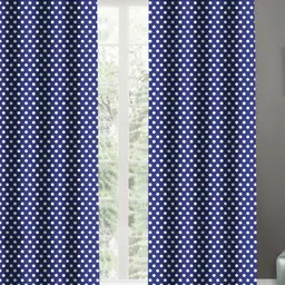Airwill Blue & White 2 Pcs Geometric Room Darkening Cotton Door Curtain-11