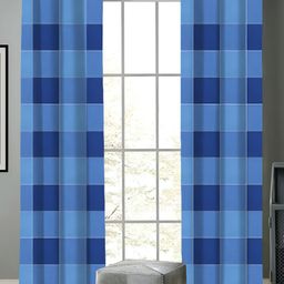 Airwill Blue 2 Pieces Geometric Printed Room Darkening Door Curtain-22
