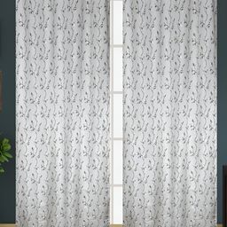Kraftiq Homes Grey & Brown 2 Pieces Floral Printed Room Darkening Door Curtains-15