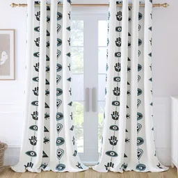 Story@home Bohemian Grey & White 2 Pieces Abstract Room Darkening Door Curtains-picture-13