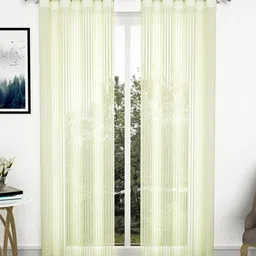 Story@home White Set of 2 Striped Sheer Long Door Curtain-46