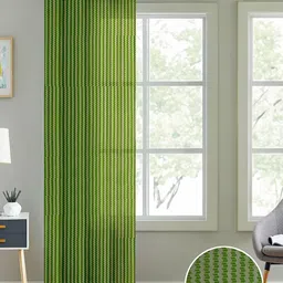 Cortina Green Self Design Sheer Long Door Curtain-55