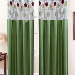 Homefab India Green & White Set of 2 Sheer Long Door Curtain-image-95