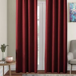 AEROHAVEN Blackout Solid Winter 2022 Red Set of 2 Black Out Long Door Curtain-53