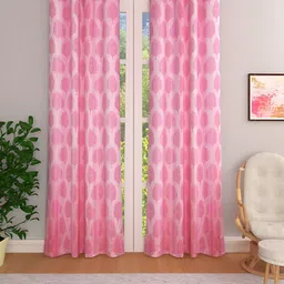 THE CONVERSION Pink Set of 2 Floral Room Darkening Long Door Curtain-38