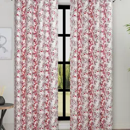 ROMEE Maroon & White 2 Pieces Floral Room Darkening Long Door Curtains-image-34
