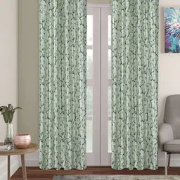 ERIC LONDON Green& Brown 2 Pieces Floral Printed Room Darkening Long Door Curtains-93