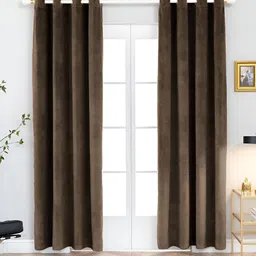Aura Brown 2 Pieces Room Darkening Long Door Curtain-image-13