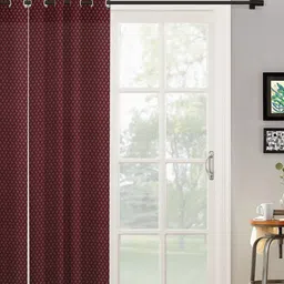HOSTA HOMES Maroon Geometric Long Door Curtain-image-50
