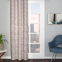 THE CONVERSION Coffee Brown Geometric Jacquard Long Door Curtain-image-98