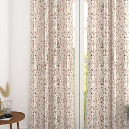 THE CONVERSION Cream & Brown Floral Long Door Curtain-picture-34
