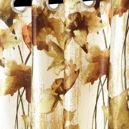 Home Sizzler Brown & Cream-Coloured Set of 3 Floral Long Door Curtain-9