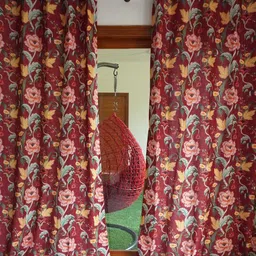 TARA- Sparkling Homes Red & Green Floral Long Door Curtain-image-43