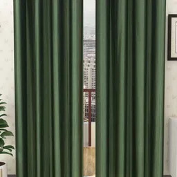 Panipat Textile Hub Green 2 Pieces Window Curtains-image-48