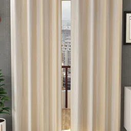 Panipat Textile Hub Beige 2 Pieces Window Curtains-image-42