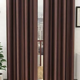 Panipat Textile Hub Brown 2 Pieces Window Curtains-image-53