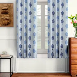 Aura Blue 2 Pieces Abstract Printed Window Curtain-28