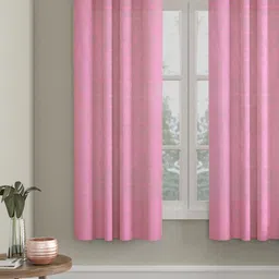 HOSTA HOMES Pink Single Checked Window Curtain-image-4