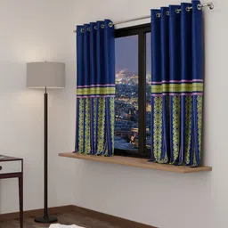 Stoa Paris Versailles Sateen Printed Blue Monarch Window Curtain-image-7