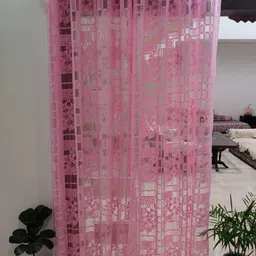 Homefab India Pink Set of 2 Sheer Window Curtain-39