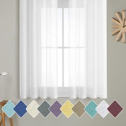 Cloth Fusion White 2 Pieces Semi Transparent Sheer Window Curtains-16