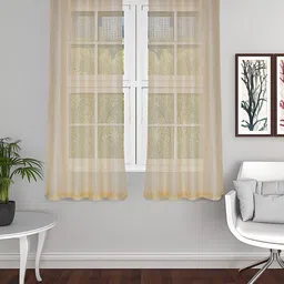 THE CONVERSION 2 Pcs Gold-Toned Tissue Sheer Window Curtain-image-52