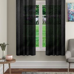 Cortina Black 2 Pieces Geometric Sheer Window Curtain-15