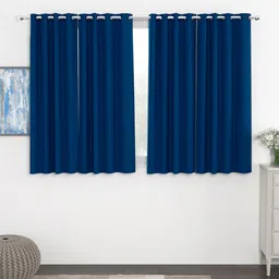 Story@home Navy Blue Solid Set of 4 Black Out Window Curtain-11