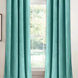 Sparrow world Sea Green 2 Pieces Velvet Black Out Window Curtains-image-56