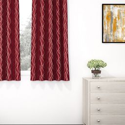 Story@home Maroon & Beige Geometric Black Out Window Curtain-image-62