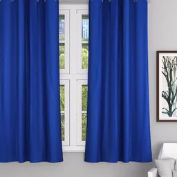 Soumya Blue Solid Cotton Single Window Curtain-14