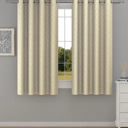 Raymond Home Beige 2 Pcs Geometric Woven Design Window Curtains-43