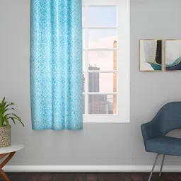 THE CONVERSION Turquoise Blue Geometric Jacquard Window Curtain-image-87