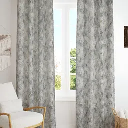 Kraftiq Homes Grey 2 Pieces Abstract Room Darkening Window Curtains-image-35