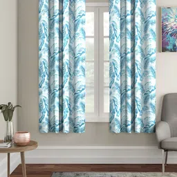 Aura Blue & White 2 Pieces Abstract Window Curtains-image-7