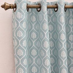 Ariana Blue & Silver-Toned Ethnic Motifs Room Darkening Long Door Curtain-image-75