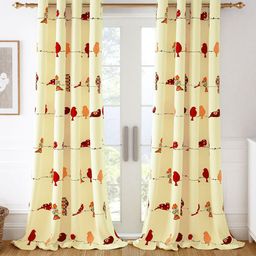 Story@home Yellow & Red2 Pieces Birds Printed Cotton Room Darkening Door Curtain-47