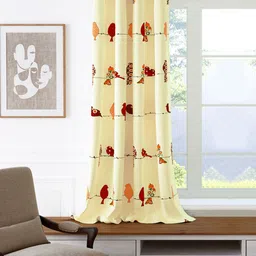 Story@home Yellow & Orange Colored Printed Cotton Room Darkening Window Curtains-25